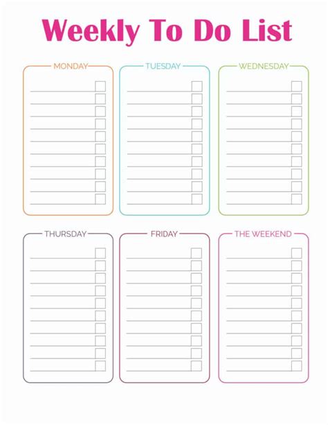 Weekly Task List Printable Free - Printable Form, Templates and Letter