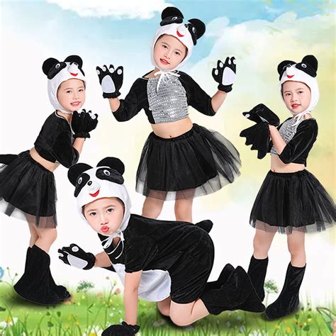 六一儿童卡通动物演出服熊猫舞蹈服幼儿男女童大熊猫话剧表演服_虎窝淘