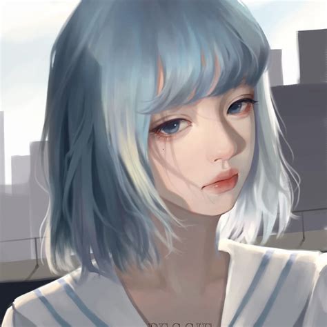 巨人女生头像手绘温柔