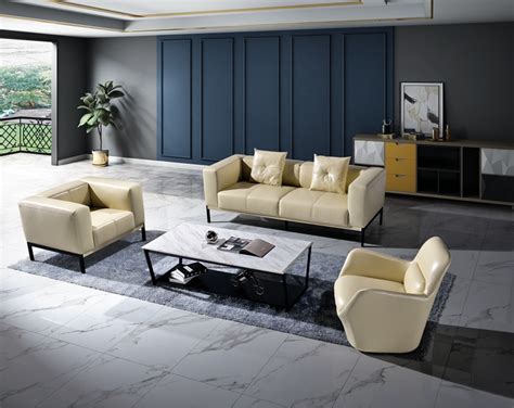 客厅沙发S1804-中庭沙发-简约纳帕皮办公沙发款式宜家用
