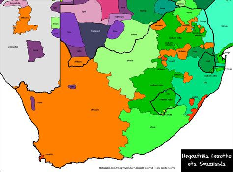 Map of languages in South Africa - Ontheworldmap.com