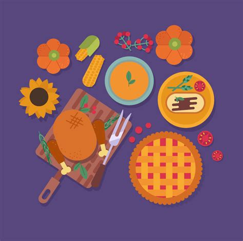 创意简约感恩节食物俯视图矢量素材_矢量素材 - logo设计网