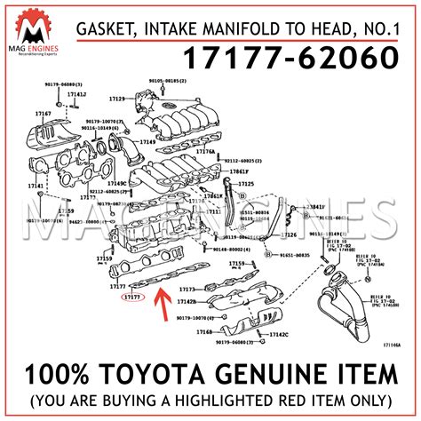 17177-31021 Toyota OEM Genuine GASKET, INTAKE MANIFOLD TO HEAD, NO.1 | eBay