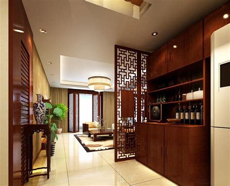 中式风格四居室玄关酒柜装修效果图- 中国风