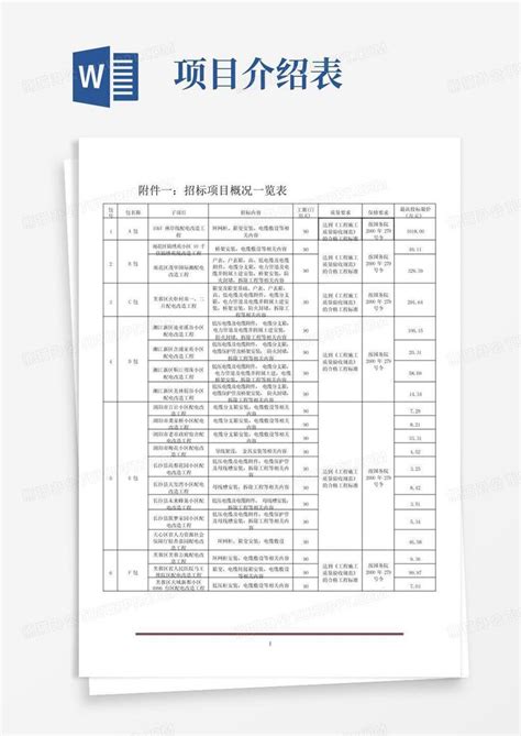 招标项目概况一览表Word模板下载_编号qbgxvnxg_熊猫办公