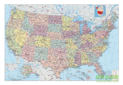 美国地图中文版全图下载-美国地图高清中文版下载jpg超清晰版-绿色资源网