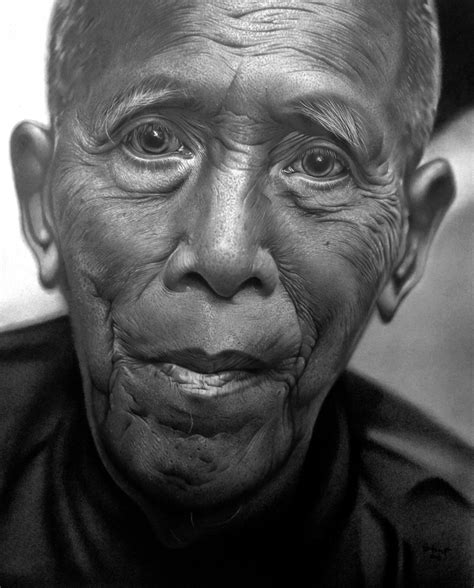 Yves Pedneault超写实风格黑白人物肖像画作品 - 设计之家