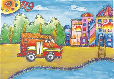 消防安全画小学,消防绘画,关于消防的画_大山谷图库