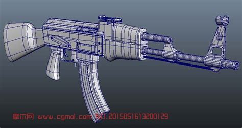 AK-47M白银版_枪械模型_军事模型_3D模型,3D素材免费下载_摩尔网
