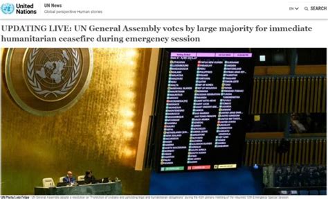 联合国大会高票通过加沙停火决议 美国投票反对|联合国大会|人道主义|美国_新浪新闻
