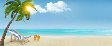 夏日海边蓝色天空背景图片-夏日海边蓝色天空背景素材图片-千库网