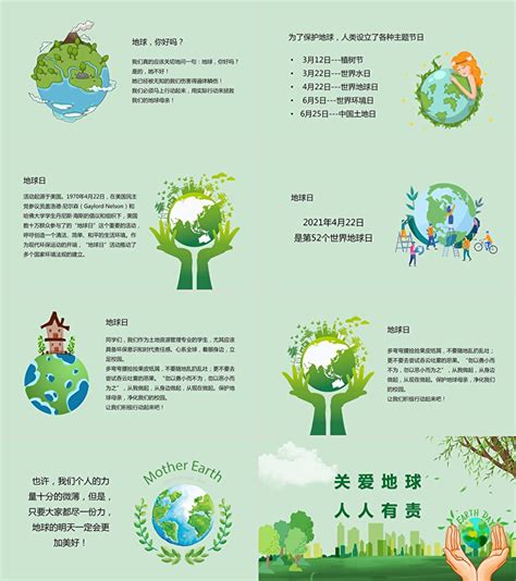 绿色清新世界地球日宣传关爱地球人人有责PPT模板-PPT鱼模板网