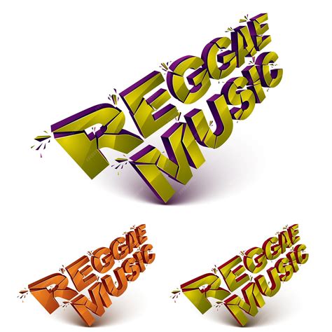 Premium Vector | Collection of 3d reggae music word broken into pieces ...