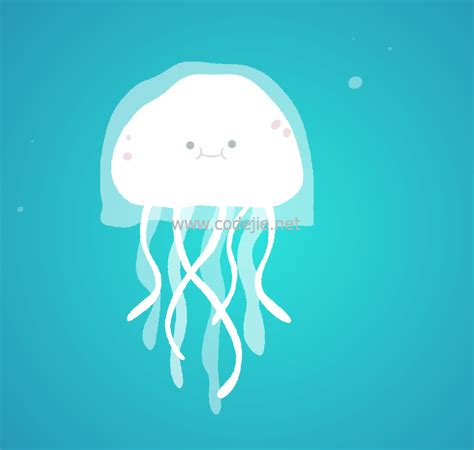 HTML5 SVG卡通水母动画代码 | 源码街