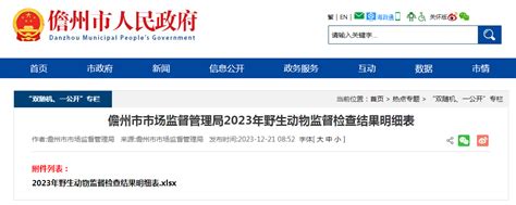 海南省儋州市市场监督管理局2023年野生动物监督检查结果明细表-中国质量新闻网