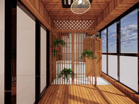 佛山顺德旧房13平阳台改茶室方案，原木色木阳台设计提高美观度_懒猫木阳台