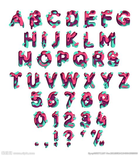 彩色创意英文字母设计AI素材免费下载_红动网