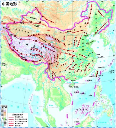 中国的山脉分布图图片