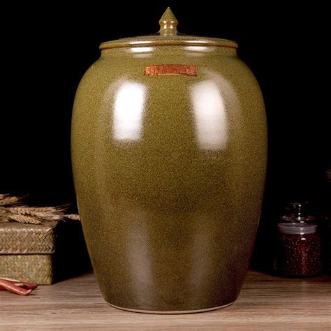 米缸陶瓷防潮密封罐 带盖50斤家用酒坛子 油面水缸腌泡菜桶