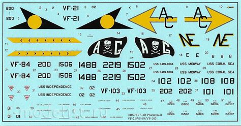 URS723 UpRise 1/72 Декали для F-4B Phantom-II VF-21/VF-84/VF-103, без ...