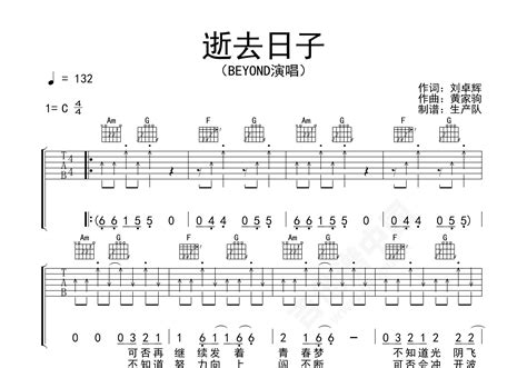 逝去日子吉他谱 BEYOND 进阶C大调摇滚 弹唱谱-吉他谱中国