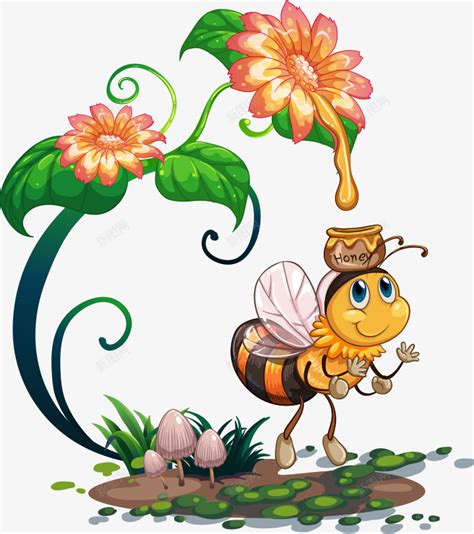 小蜜蜂采蜜的卡通图片,小蜜蜂卡通图片采蜜_大山谷图库