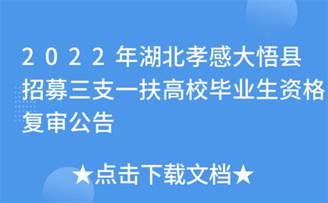 2022年湖北孝感大悟县招募三支一扶高校毕业生资格复审公告