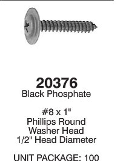 20376 #8 x 1" Phillips Round Washer Head Screws - Denver Auto Fasteners ...