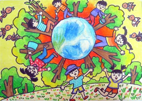 绿色家园儿童画图片：我的绿色家园（小学生绘画） - 儿童创意绘画大全_创意画大全图片_可爱儿童创意画教程 - 咿咿呀呀儿童手工网