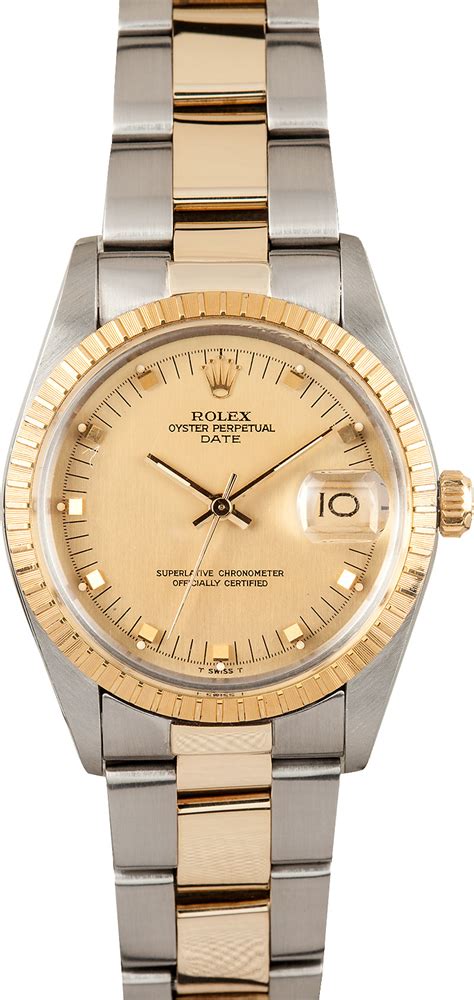 Rolex DateJust Stainless Gold Dial 15053 Low Prices at Bob