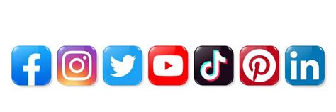 Set of popular social media and mobile apps icons Vector Image