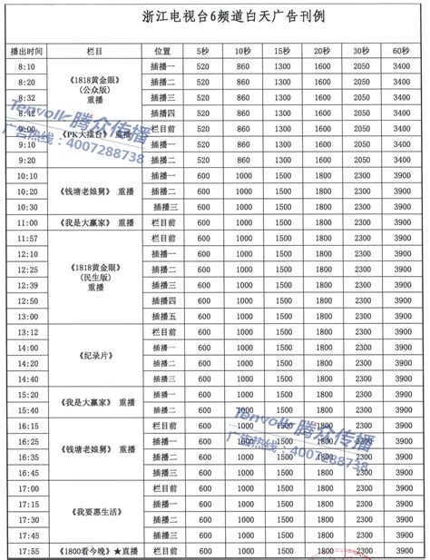 浙江电视台民生休闲频道广告价格_中科商务网
