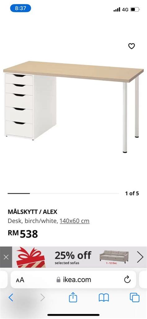 IKEA Computer desk / study desk with drawer, Furniture & Home Living ...