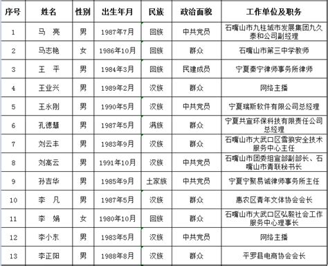 宁夏青联第十一届委员会委员提名人选公示_石嘴山市_进行_com