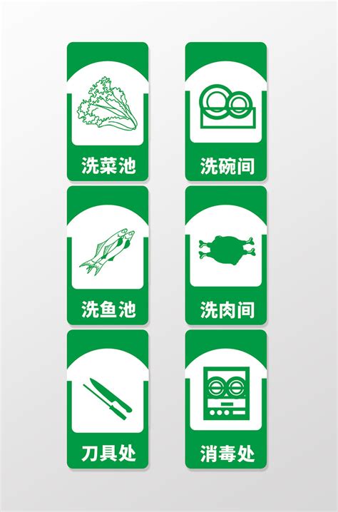 简约清新餐厅饭店厨房区域样式标牌提示标识厨房标识AI免费下载 - 图星人