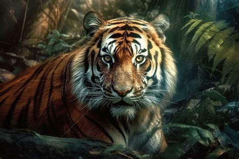 森林里的老虎插画高清图片下载-正版图片600071665-摄图网