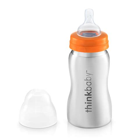 Buy thinkbaby Stainless Steel Baby Bottle, Silver, 9 Ounce Online at ...