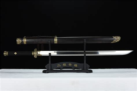 黑金古刀加长版|百炼花纹钢（LJG-3328）| - 知名传统刀剑锻造品牌（原龙剑阁）