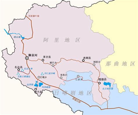 西藏阿里旅游景点及旅游地图
