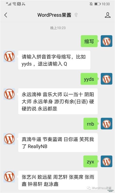 一键查询拼音首字母缩写 - WordPress 果酱