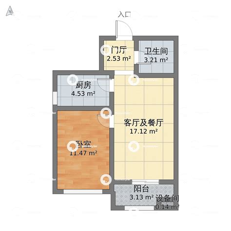 河北省唐山市开平区 东城景苑1室2厅1卫 58m²-v2户型图 - 小区户型图 -躺平设计家