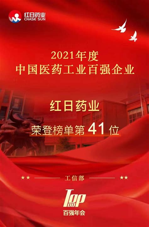 工信部中国医药工业百强榜发布，红日药业荣登榜单第41位 - 脉脉