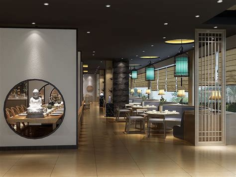 简洁、大气中式餐厅装修设计案例效果图_岚禾装饰设计