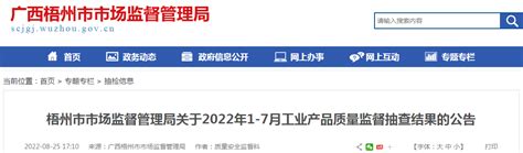 广西梧州市市场监管局公布2022年1-7月工业产品质量监督抽查结果-中国质量新闻网
