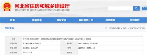 关于印发《河北省推广、限制和禁止使用建设工程材料设备产品目录（2022年版）》的通知