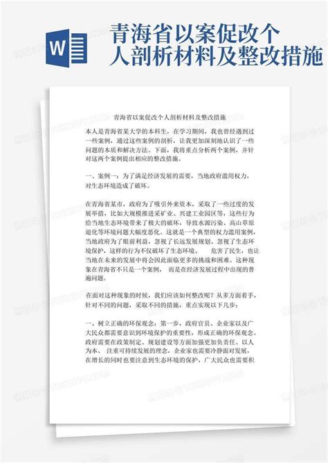 青海省以案促改个人剖析材料及整改措施Word模板下载_编号qvrbvkbv_熊猫办公
