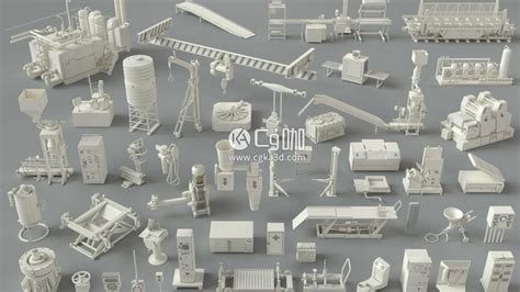 模型资产-工厂仓库设备3D模型 - CG咖