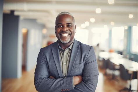 Empresário africano-americano maduro e inteligente rosto sorridente ...