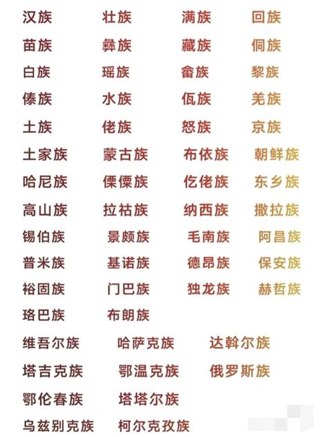 中国56个民族名称大全拼音版彩色可打印表格（中国56个民族名称大全）_新时代发展网