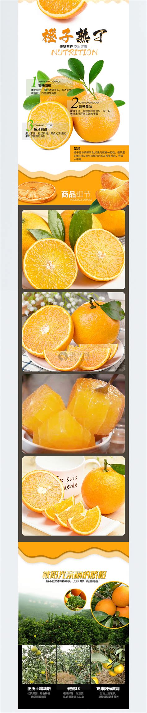 橙子水果电商详情页模板素材-正版图片400727386-摄图网